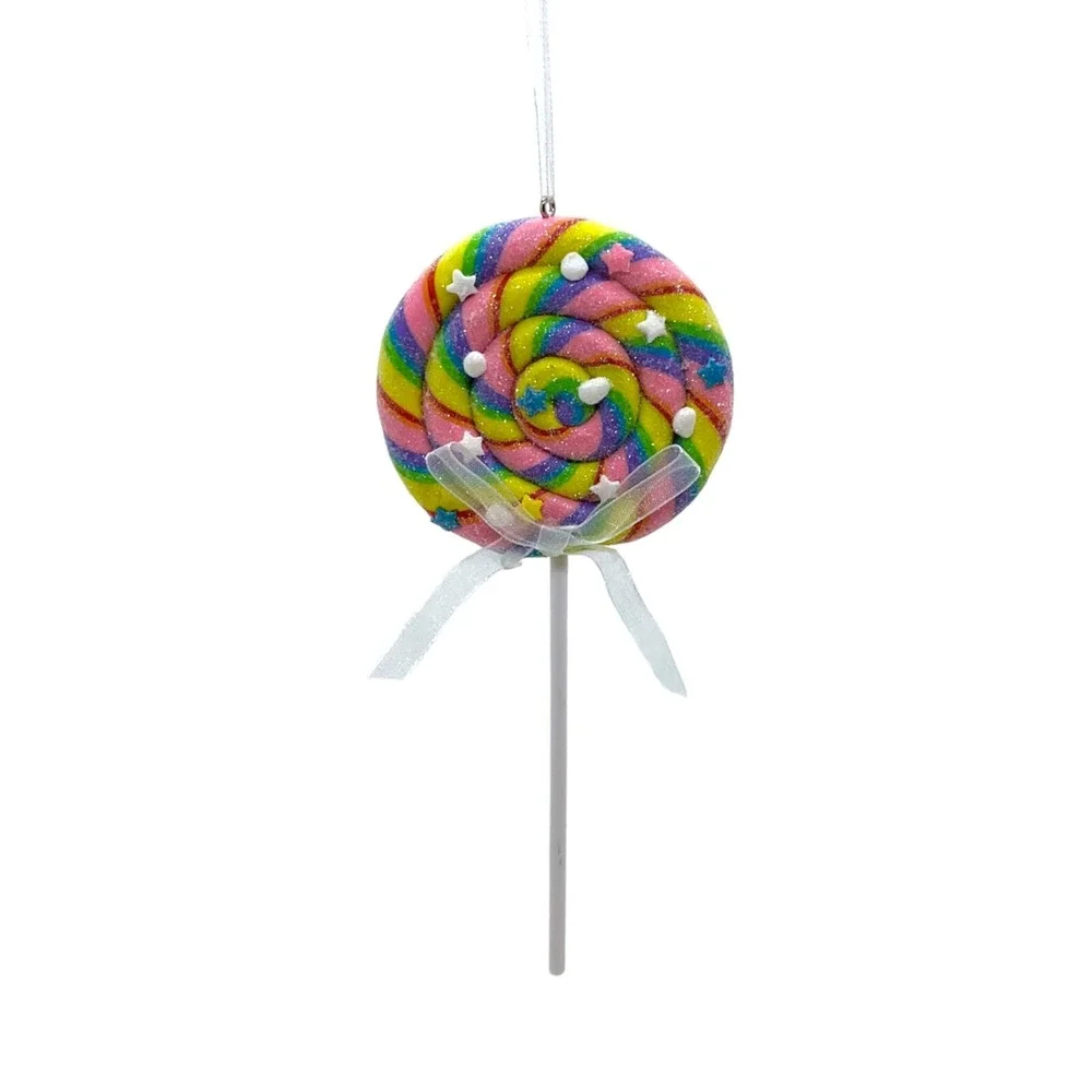 2 Swirl Lollipops‎ Christmas Tree Ornaments-Multicolor Sweet Treats Bow
